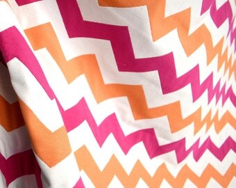 Pink Orange Chevron Zig Zag Upholstery Fabric