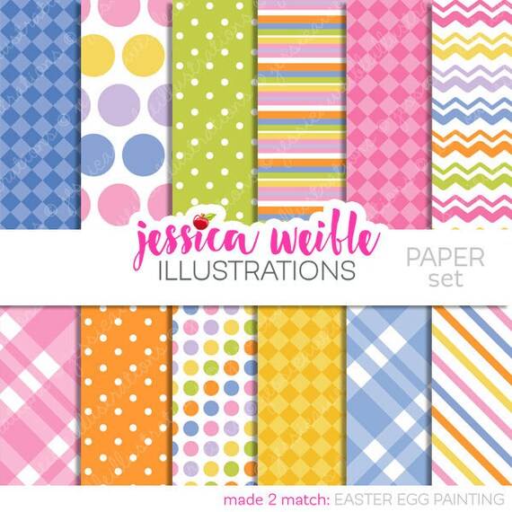 Easter Egg Painting Cute Digital Papers Backgrounds for Invitations, Card Design, Scrapbooking, and Web Design Il_570xn