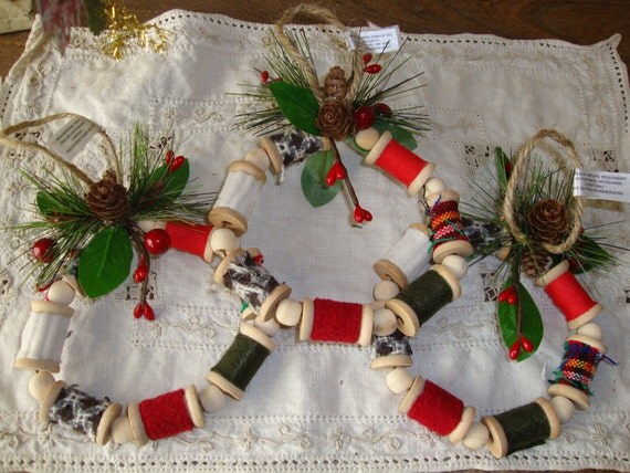 Vintage Sewing Spool ornaments  Christmas  Country by 