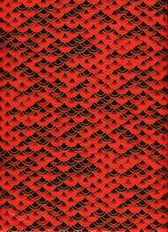 Dragon Moon Red Scales Kona Bay Fabrics 1 yard Last