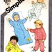 Vintage Simplicity 5286 Babies Bunting Coverall Pull on Pants and Jacket Onesie Pajama Pattern Size 6 months Unused Uncut