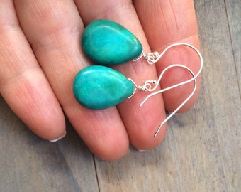 Turquoise Earrings in Gold or Silver. December birthstone