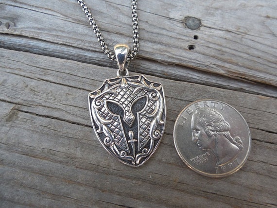 ON SALE Medieval Shield necklace handmade in sterling by Billyrebs