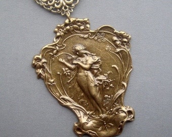 Art Nouveau Necklace - Nature Goddess Necklace - Mucha Jewelry - Art Nouveau Pendant - Goddess Jewelry - Art Nouveau Jewelry - Goddess Gifts