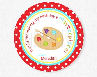 Art Party Favor Tags, Painting Party Favor Tags, Art Birthday Favor Tags, Thank You Tags, Birthday Favors, Personalized