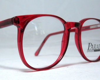 Vintage 80s Large Red Horn Rim Eyeglass Frames.