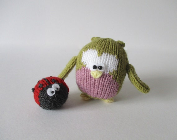Cricklewood Owl and ladybird toy knitting patterns by fluffandfuzz
