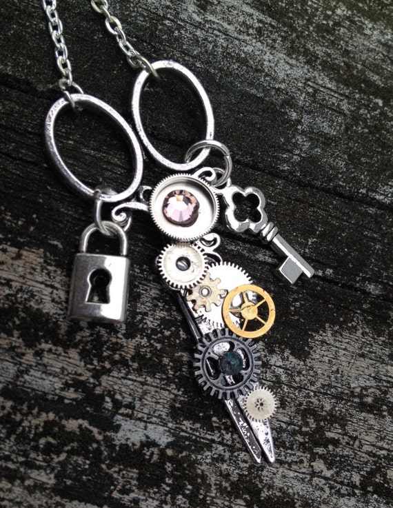 Steampunk Scissor/Industrial Scissor /Watch Parts by icusuezq