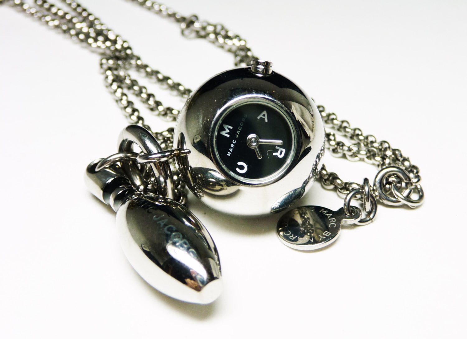 Bowling Ball & Pin Pendant and Chain Watch Necklace