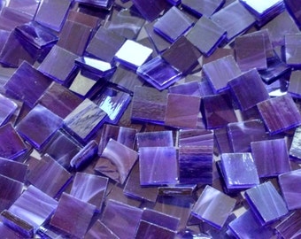 Dark Purple Wispy Stained Glass Mosaic Tiles