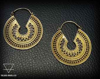 Boucles ethniques # boucles indiennes # Boucles d'oreille tribal en laiton # ethnic brass earrings # tribal hoop