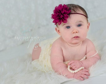Burgundy baby headband, wine baby headband, maroon baby headband, infant headband, newborn headband, Christmas headband, hairband