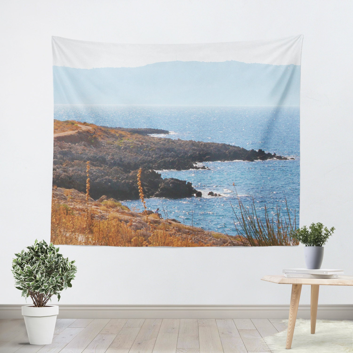 Coastal Tapestry Greek Tapestry Seascape Tapestry Blue