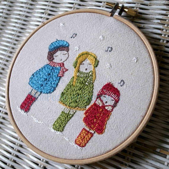 carol singers hand embroidery pattern PDF