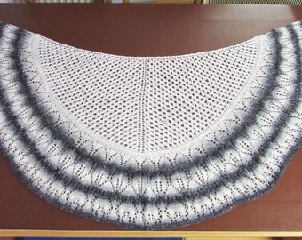 Lace Shawl, half round shawl, hand knitted, sequin yarn, gradient yarn, 52" x 26", New lower price
