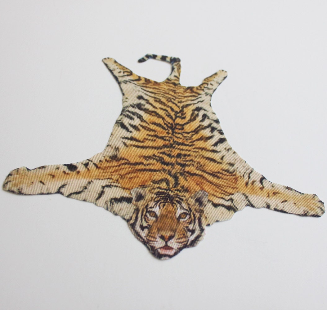 Miniature Faux Tiger Skin Rug for Dollhouse in 112 Scale