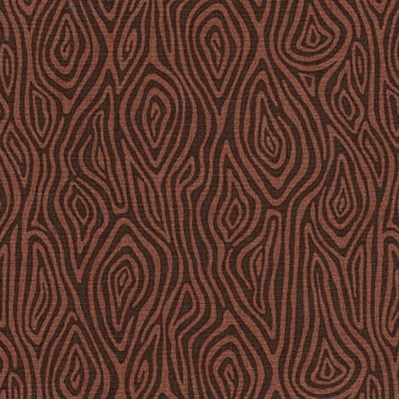 Quilting Cotton Burly Beavers Fabric Woodgrain in Walnut