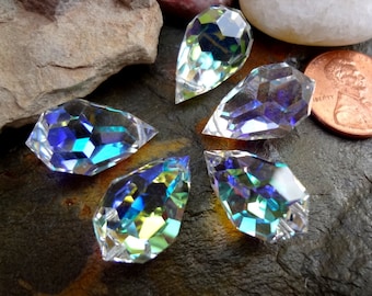 Crystal Prism, Leaded Crystal Chandelier Teardrop, Czech, 12x20mm, Crystal AB, Priced per Piece