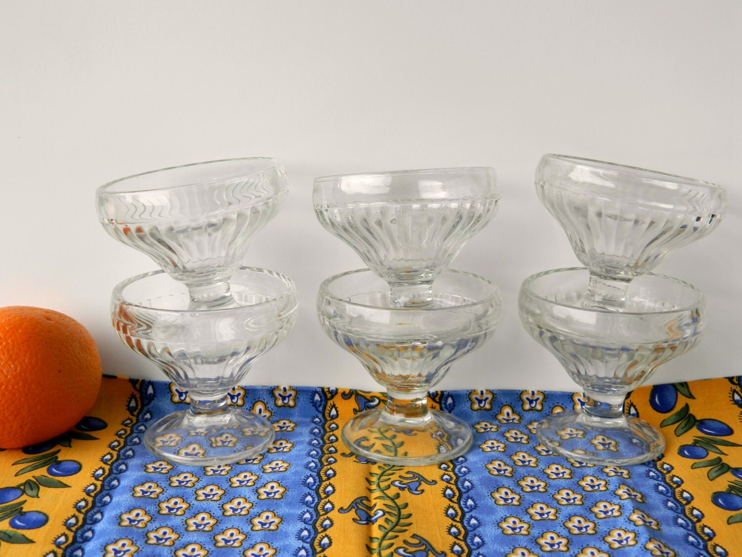 Vintage Glass Sherbet Cups or Dessert Cups. Depression Glass