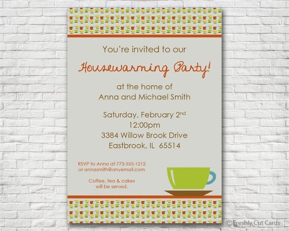 Coffee Cup Housewarming Party - Printable or Printed (w/ FREE Envelopes) Il_570xn