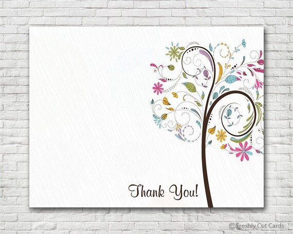 Colorful Tree Thank You Card - Instant Download Il_570xn