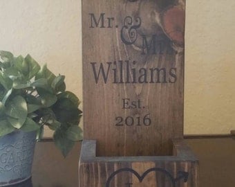 Personalized Wall Mount Bottle Opener - Cast Iron Anniversary Gift - Wood Bottle Opener