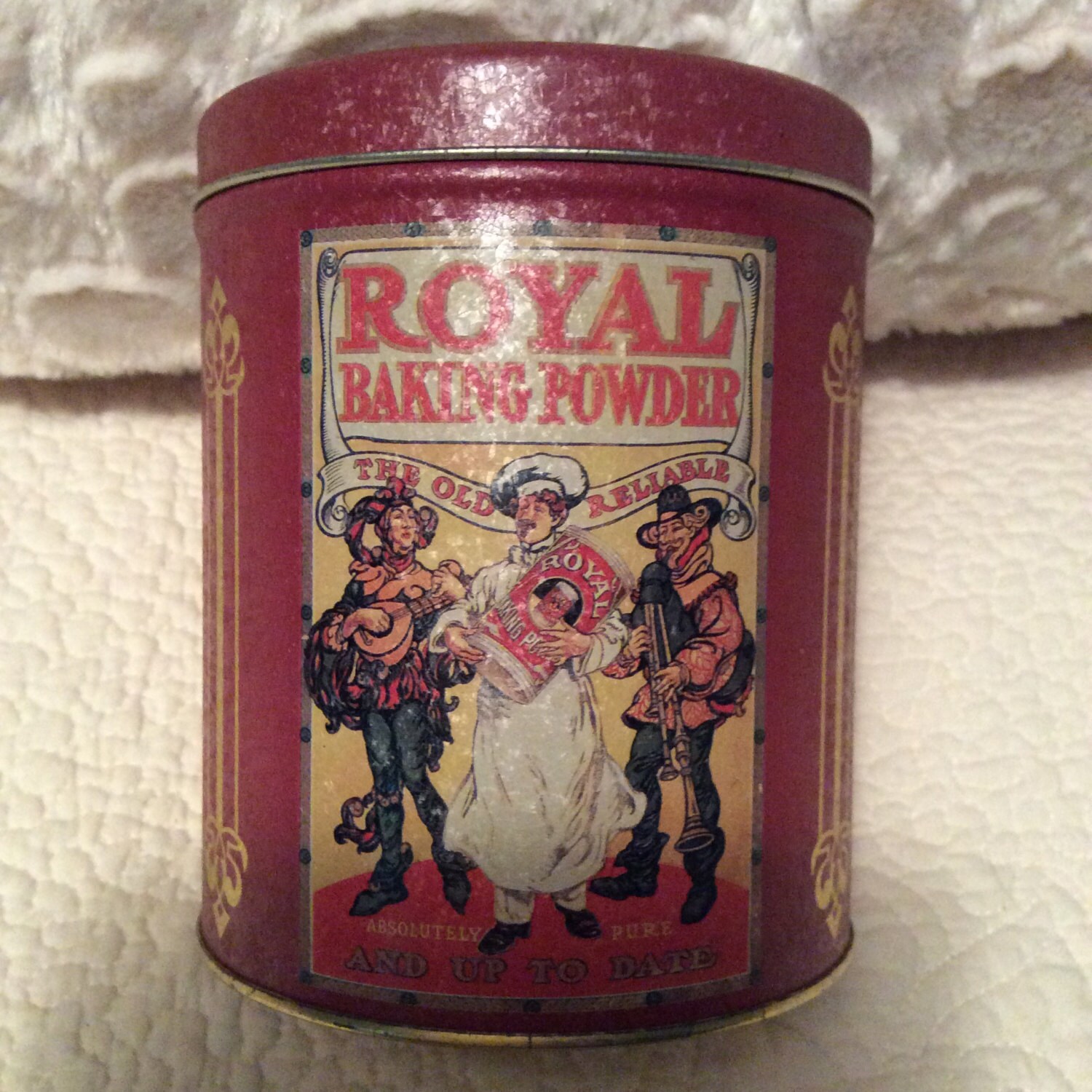 Vintage ROYAL BAKING Powder Tin Container Red Black Americana