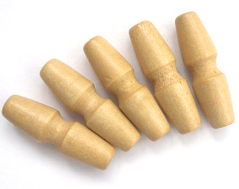 Wooden toggle buttons , 45mm long toggles , duffle coat buttons , set of 5 toggles , 4.5cm wood toggles , medium size wood buttons