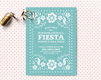 Fiesta Rehearsal Dinner Invitation - Papel Picado - Mexican Banner