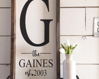 family established board rustic wood sign