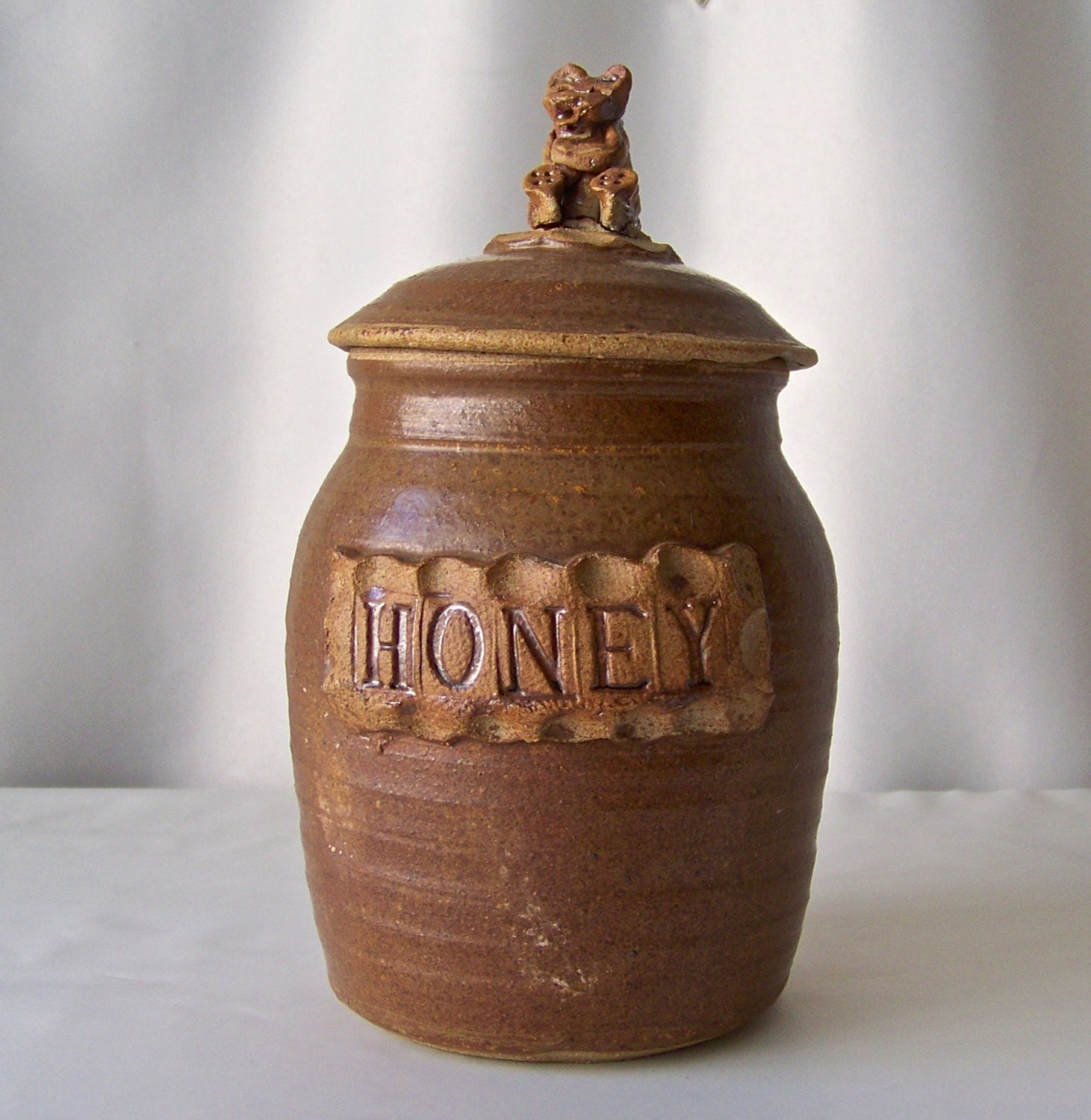 Vintage Pottery Earthenware Hand Thrown Honey Pot Honey Bear
