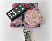 Mad Hatter Brooch, Mad Hatter Pin, Domino Painted Pin, Mixed Media Jewelry, Altered Brooch, Handcrafted Jewelry, Wearable Art, Wooden Nickle Mad Hatter Brooch, Mad Hatter Pin, Domino Painted Pin, Mixed Media Jewelry, Altered Brooch, Handcrafted Jewelry, Wearable Art, Wooden Nickle