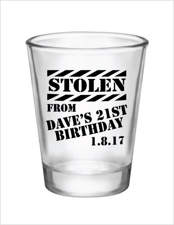21st Birthday Party Favors Personalized 1.75oz Glass Shot