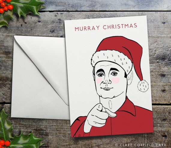 Funny Christmas Card Bill Murray 'Murray Christmas' Funny Pun Christmas Card.