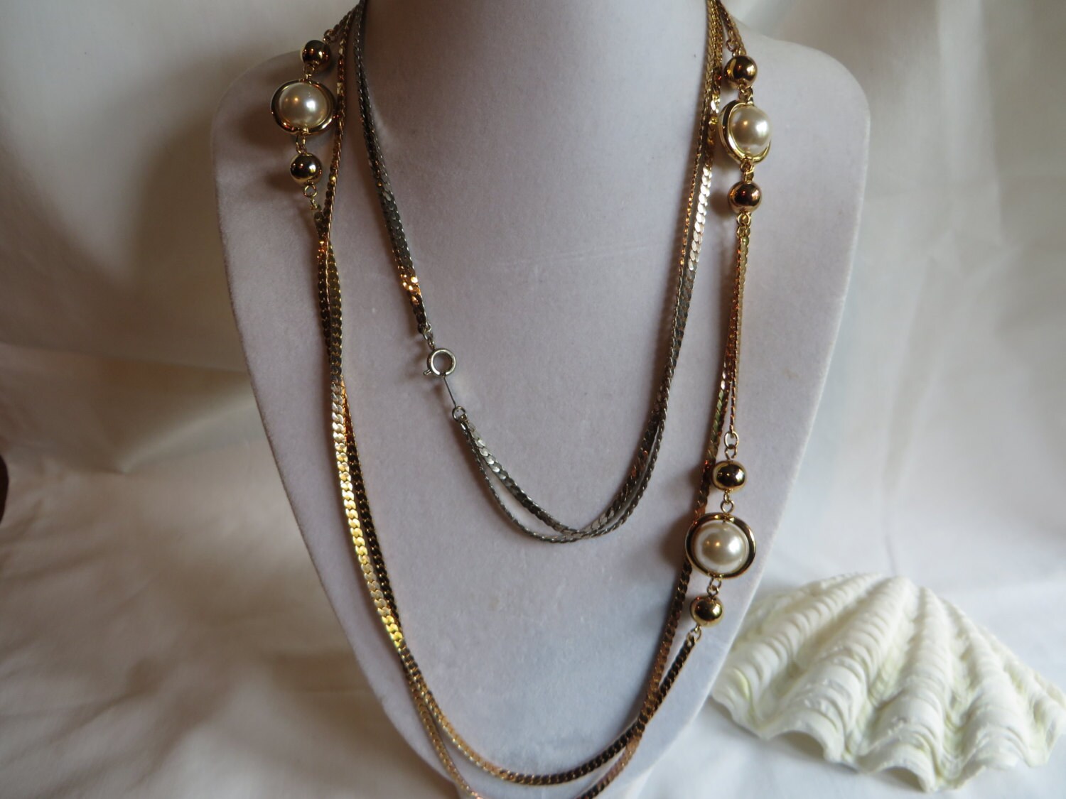 41 Vintage Double Gold Chain Necklace