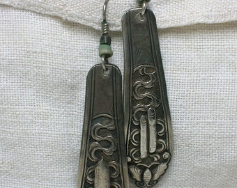 Early Laurel Burch Earrings, Long Chinese Silver Dangles. Butterfly or Moth Motif