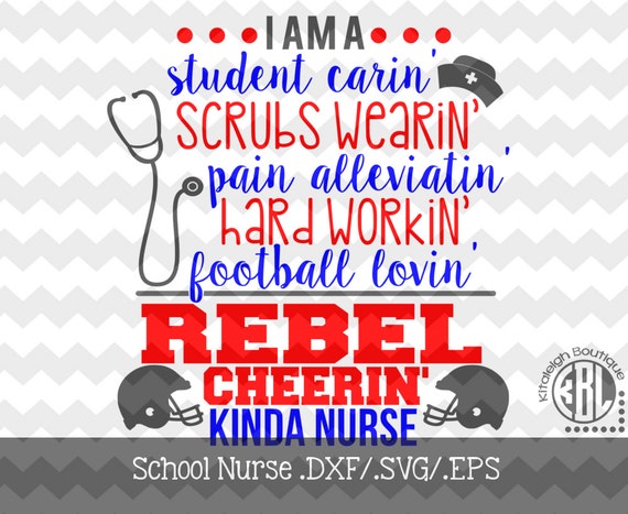 Download School Nurse Rebel Football Design .DXF/.SVG/.EPS Files for