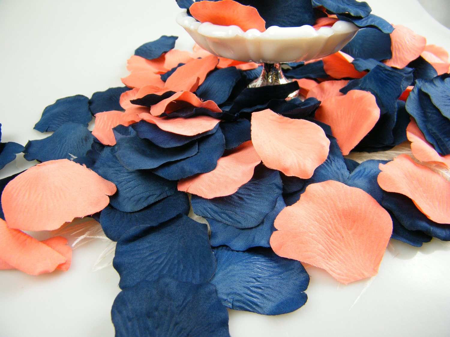 Coral and Blue Rose Petals 200 Artificial Petals by MorrellDecor