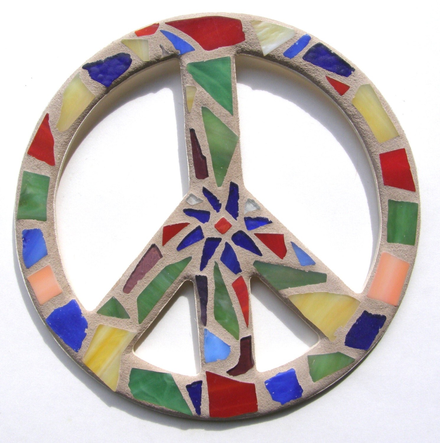 Peace Sign Wall Art Mosaic Peace Sign Flower Power Hippie Art