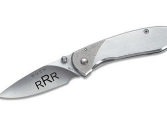 Personalized Buck Nobleman Knife Groomsmen Gift - Stainless Steel finish pocket knife - Father's Day Knife Gift - Military Pocket Knife Gift
