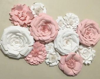 Paper Flower Wall Decor - Wedding Decor - Home Decor - Paper Flower Backdrop - Pink - White - Paper Flowers - Photo Shoot - Backdrop