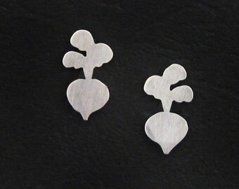 Radish Earrings - Sterling Silver Radish Jewelry - Quirky Vegetable Studs - Vegan Vegetarian Gifts and Accessories