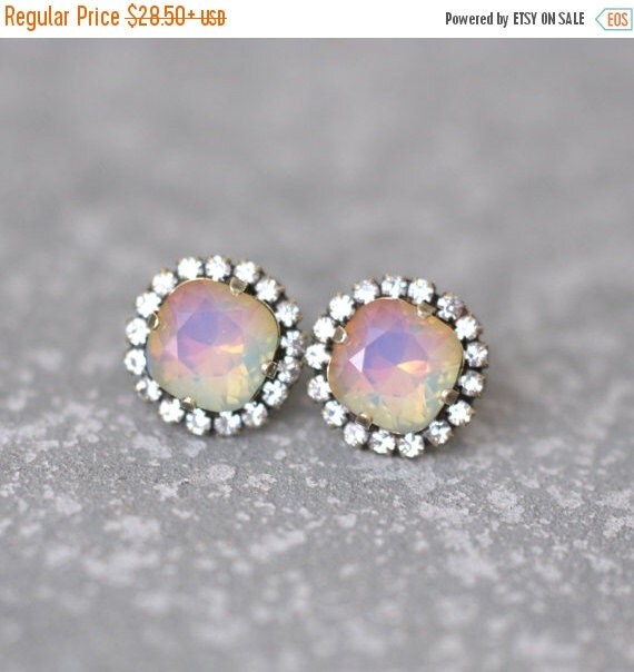 25% OFF SUMMER SALE White Opal Rainbow Earrings by MASHUGANA