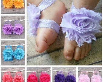 Set of 8 Baby Barefoot Sandals, Infant summer shoes, Baby Gift, Baby Accessories, Newborn Shoes, Baby Shoes, Toe Blooms, 18 color to choose