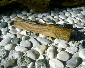 TIE CLIP - Wooden Spalted MAPLE Tie Bar, Handmade Tie Clip