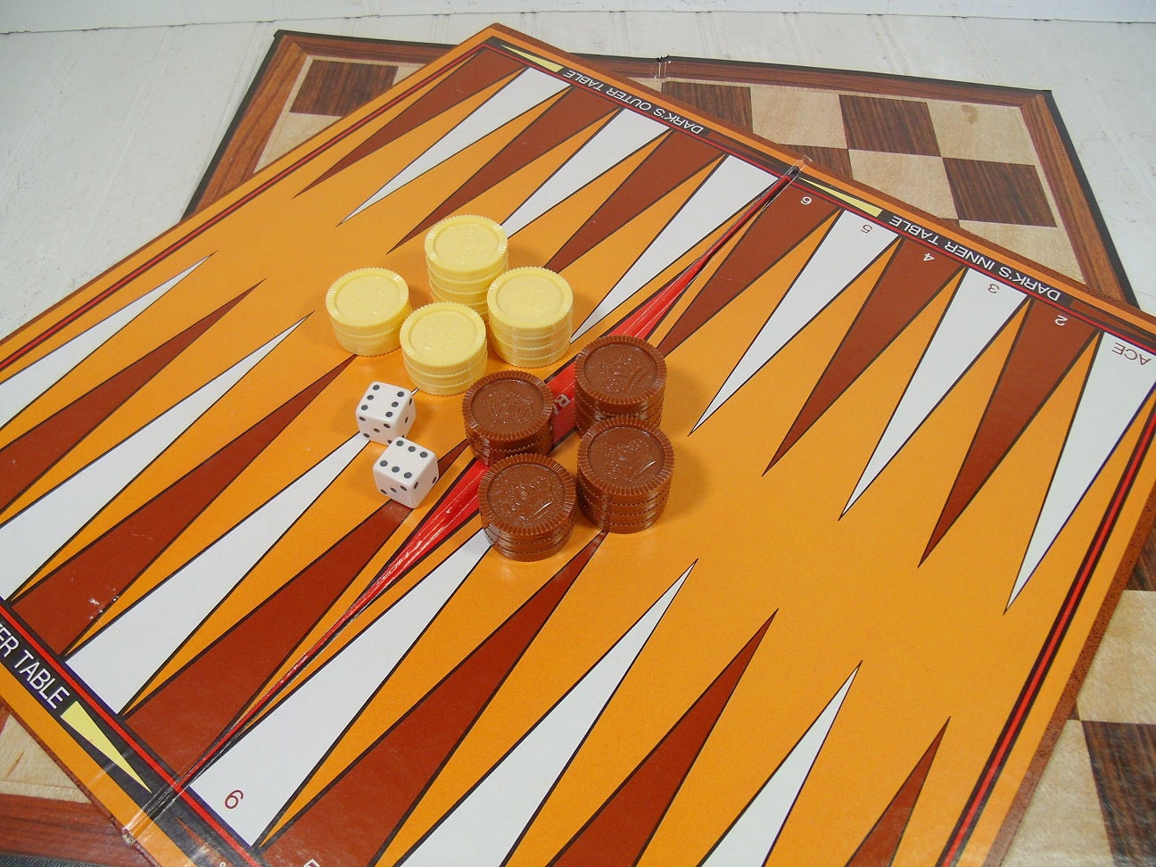 Vintage BackGammon & Checkers Board Games Retro by DivineOrders