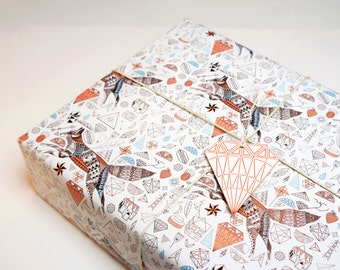 Fox + Diamonds Wrapping Paper
