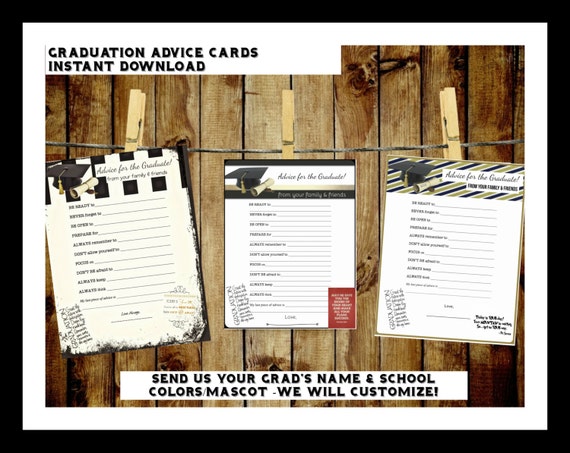 graduation advice cards instant download