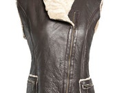 Sheepskin vest with zip and hood