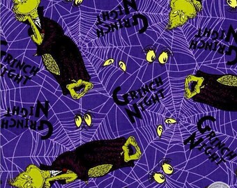 149100282 - Dr. Seuss Spooktacular Grinch Spooky Halloween Fabric By The Yard